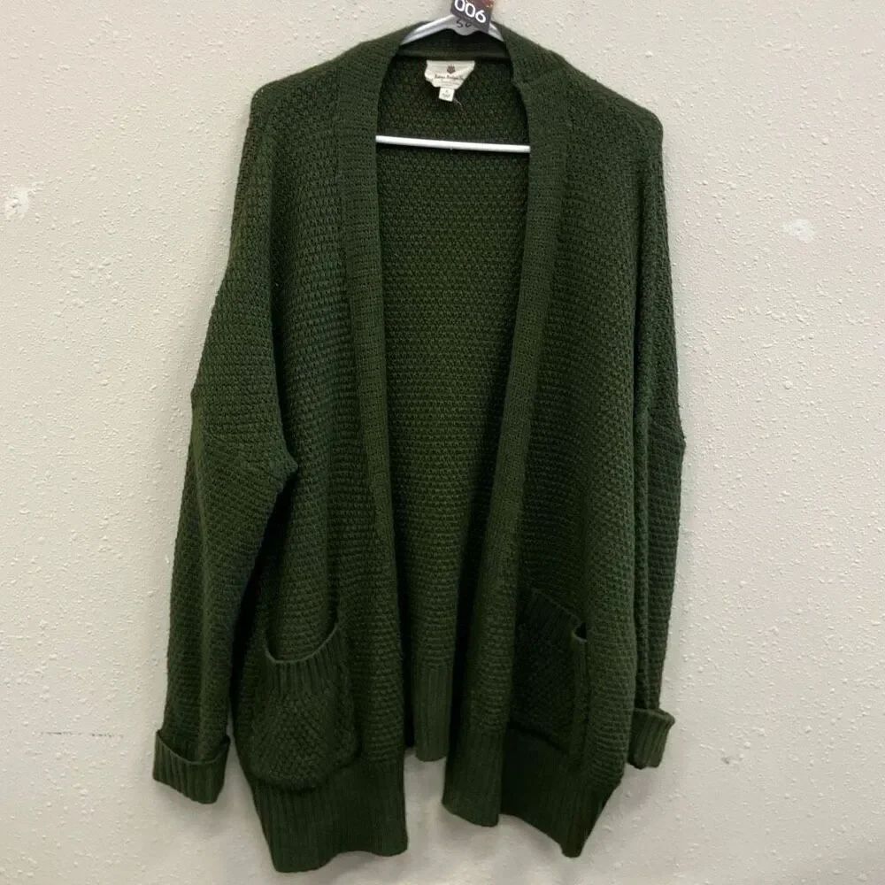 Betseys boutique shop Olive Green Pocket Knit Cardigan small 740